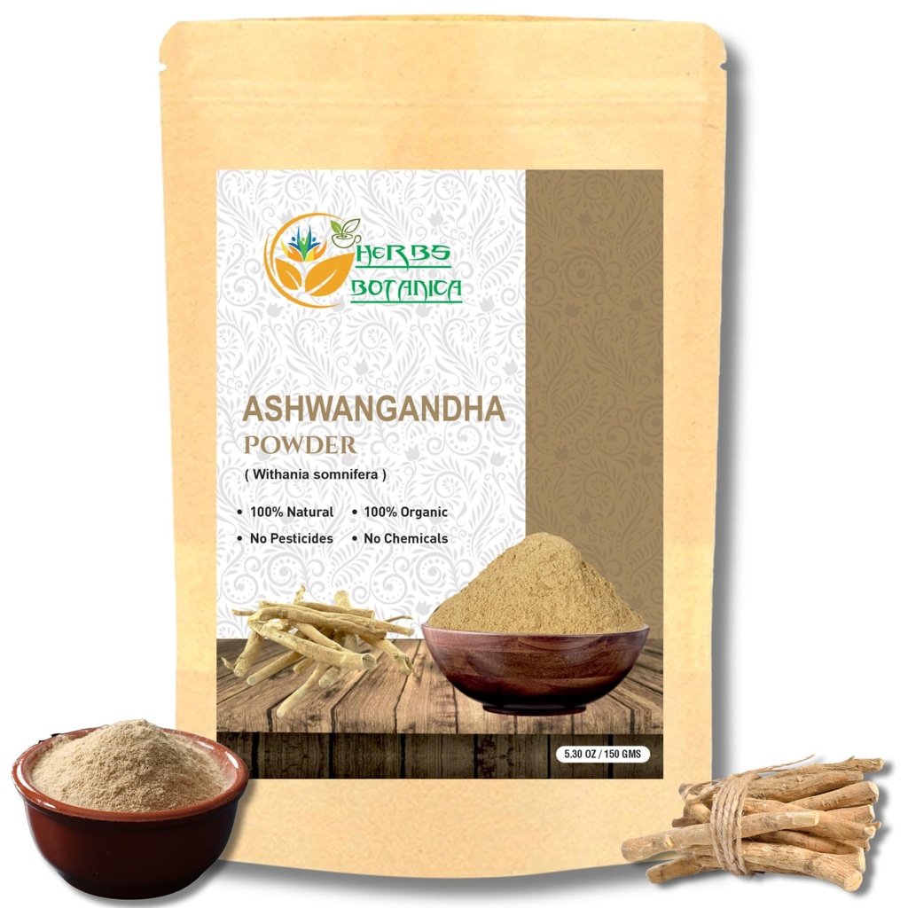 Herbs Botanica Ashwagandha Root Powder Withania Somnifera Powder Ashwaganda Ayurvedic Herbal Supplement Support and Strength 5.3 oz