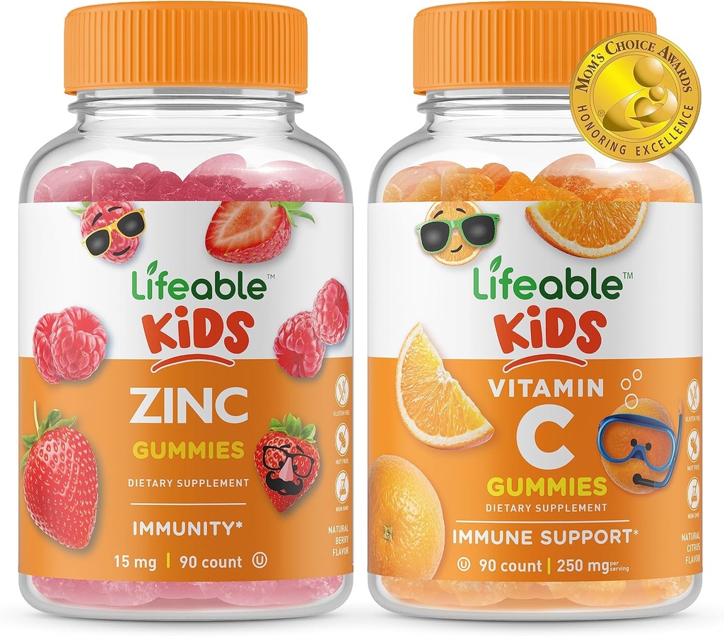 Livliga Zink Kids + Vitamin C Kids, Gummies Bundle - Great Tasting, Vitamin Supplement, Gluten Free, GMO Free, Chewable Gummy
