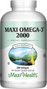 Omega 3 Supplement - Omega-3 Fish Oil 2000mg - naturlig kilde til EPA & DHA - hjerte, hjerne og felles helse - Kosher Certified Wild Caught Marine Fish - 200 Vegetariske Softgels av Maxi Helse