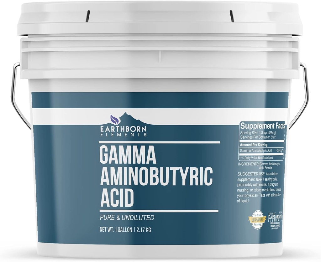 Earthborn Elements Gamma Aminosmørsyre (GABA) 1 Gallon Bucket, Pure & Ufortyndet, Kosttilskud