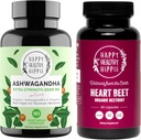快乐健康嬉皮士 Beetroot Capsules 与有机 Ashwagandha 压力支持补充 Capsules