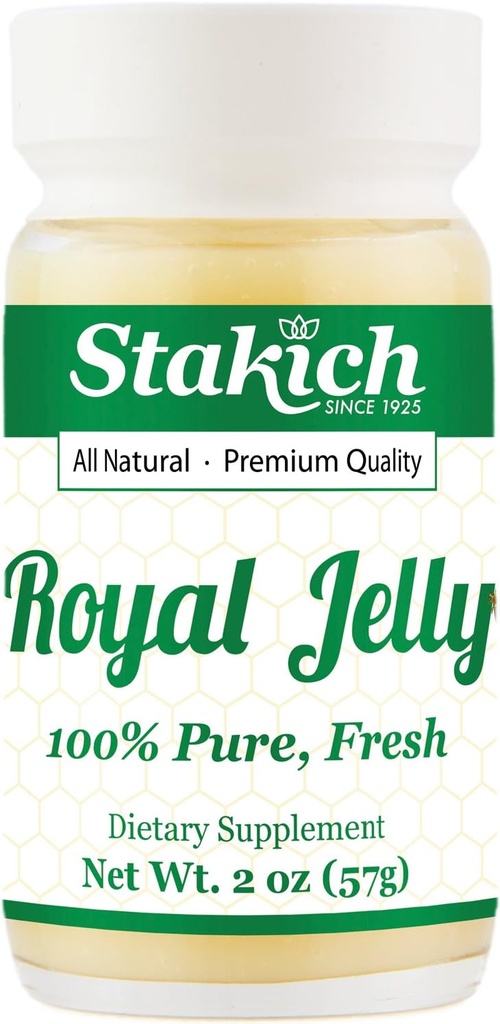Stakich Fresh Royal Jelly - Pure, tout naturel - Pas d'additifs/arômes/préservatifs ajoutés - 2 Ounce (57 Grams)