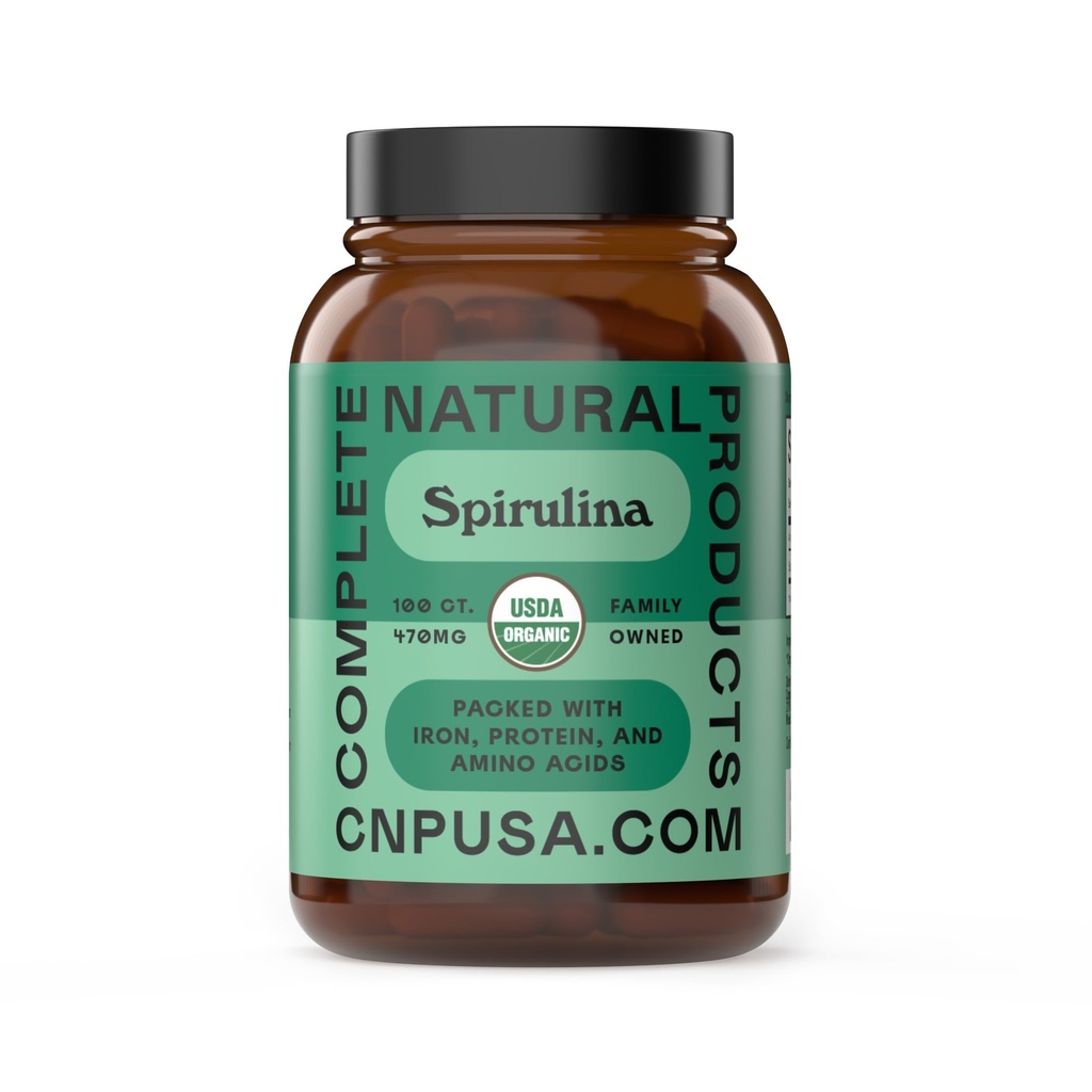 Pure Hawaiian Blue Green Spirulina Powder Capsules - 470mg Capsules 100 Pills, Non GMO, Natural
