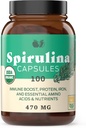 Pure Hawaiian Blue Green Spirulina Powder Cápsulas - 470mg Cápsulas 100 comprimidos, Não OGM, Natural