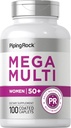 Piping Rock Dámské Multivitamin 50 Plus 124; 100 potažených kapslí cca124; Mega Multi Vitamin pro ženy cca124; Non- GMO, gluten zdarma dodatek