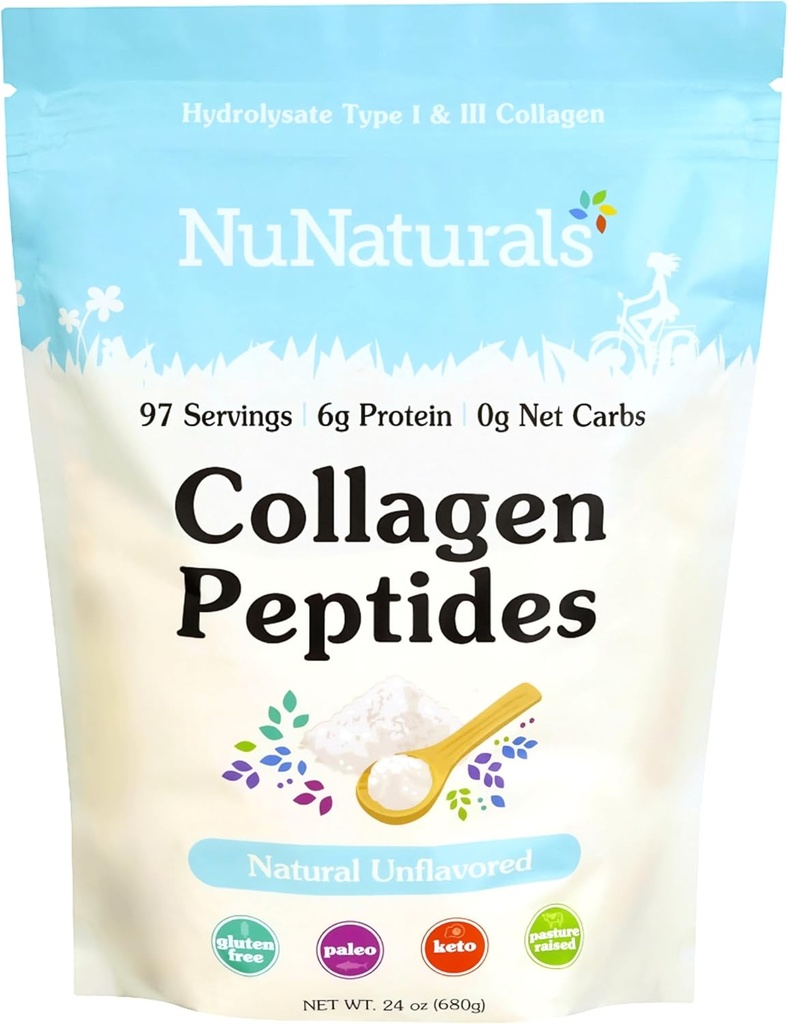 Nunatirs Collagen Peptides Powder(一、三号线),用于皮肤、头发和钉,24oz