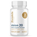 Vision 20 Eye Vitamins - Lutein, Zeaxanthin, and Bilberry Extract - Supports Eye Strain, and Eye Health - Carotenoid Blend