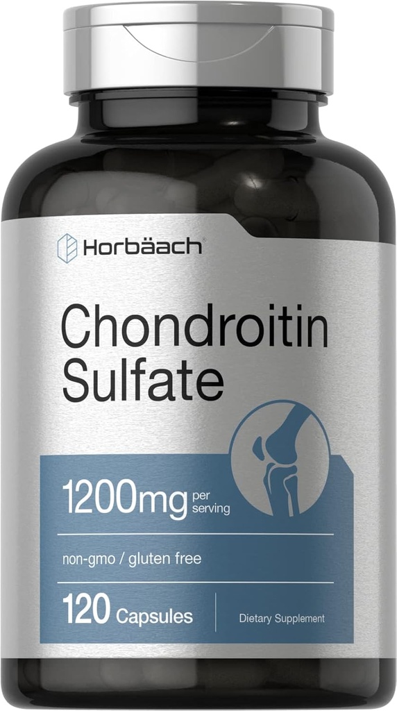 Horbaäch Chondroitin Siarczan 1200mg Siarczan 124; 120 Kapsułki Siarczan 124; Non- GMO & Gluten