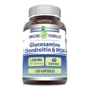 Amazing Formulas Glucosamine Chondroitin MSM 1850 mg Per Serving Capsules Supplement | Non-GMO | Gluten Free | Made in USA (120 Count)