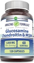 Luar biasa Formulas Glucosamin Chondroitin MSM 1850 mg Per Serving Capsules Supplement (120 Count)