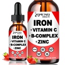 Liquid Iron Supplement w/Vitamin C, A, B-Complex, Vegan Iron Drops High Potency Liquid Vitamin & Iron Supplements for Women, Men & Children -Support Red Blood Cell, Energy, Anemia & Fatigue