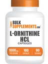 BulkSupplements.com L-Ornithine HCl Capsules - L-Ornithine Hydrochloride, L-Ornithine 1000mg - Amino Acids Supplement, Gluten Free, 2 Capsules per Serving, 180 Count (Pack of 1)
