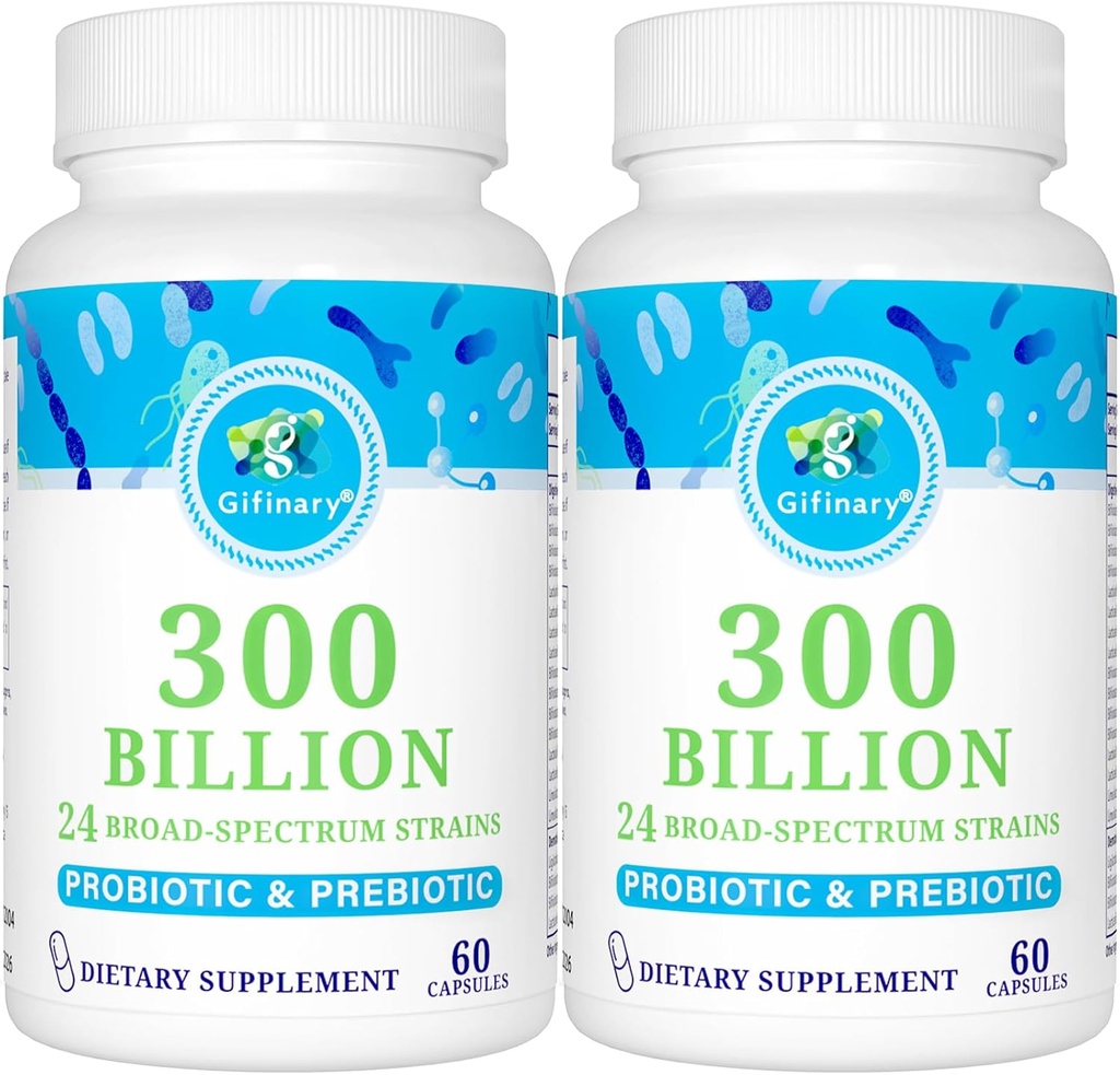 Probiotikumok nőknek és férfiaknak - 300 milliárd CFU, 24 Strains Probiotics + 15 Organic Herbs Prebiotics for Digestive, Gut Health, Immune, Constipatio, Hasmenés & Whole- Body Health - 4 hónap