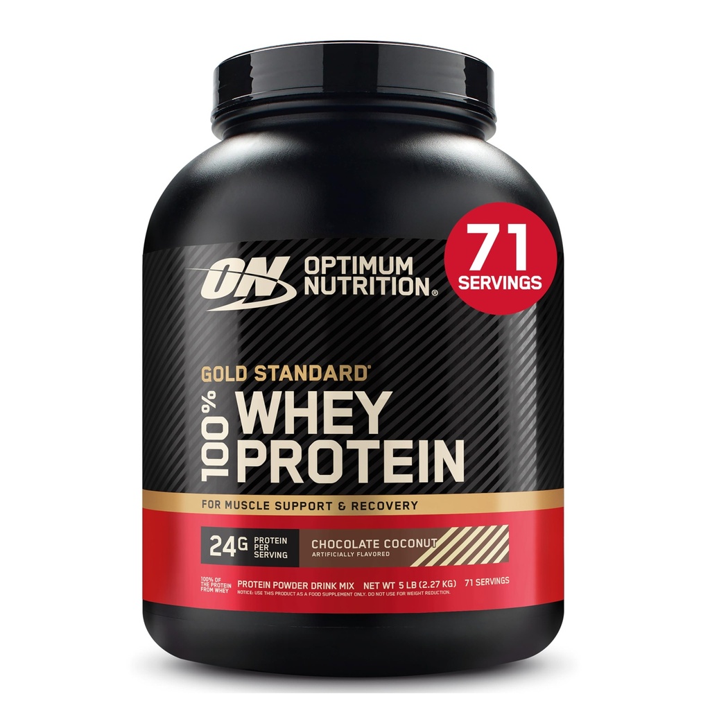 Optimum Nutrition Gold Standard 100% Whey Protein Powder, Chocolate Coconut, 5 Pound (Packaging May Vary)