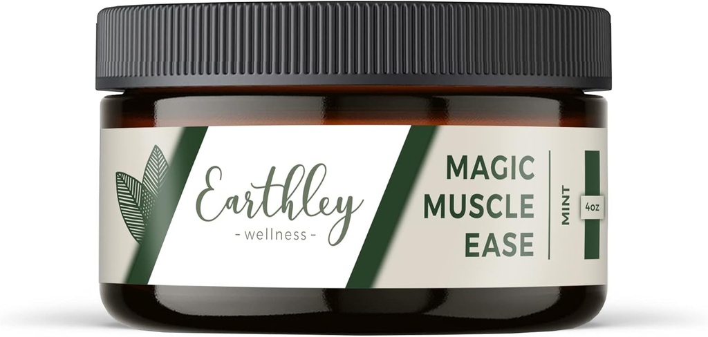 Earthley Wellness Magic Muscle Ease, Magnesio & Arnica Lozione per Soothe Sore Muscles, Rilievo rapido assorbente per Cramps, Tensione & Post-Workout Recovery (4oz, Mint)