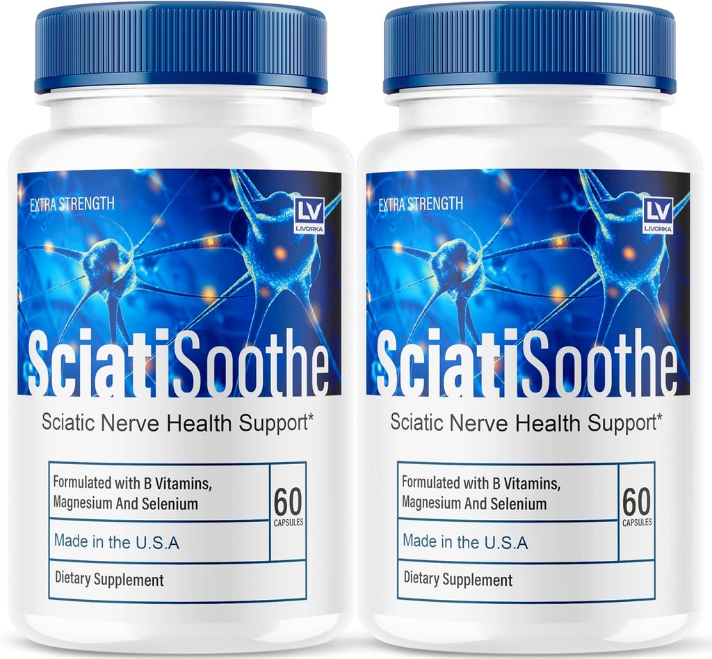 LIVORKA (2 Pack) Sciatisoothe - Sciatisoothe תוסף, Sciati Soothe, Sciatisoothe ויטמינים, Sciatisooth, Sciati Soothe Sciati Soothe כמוסות, Sciatic Sooth, 120 קפסולות עבור 2 חודשים