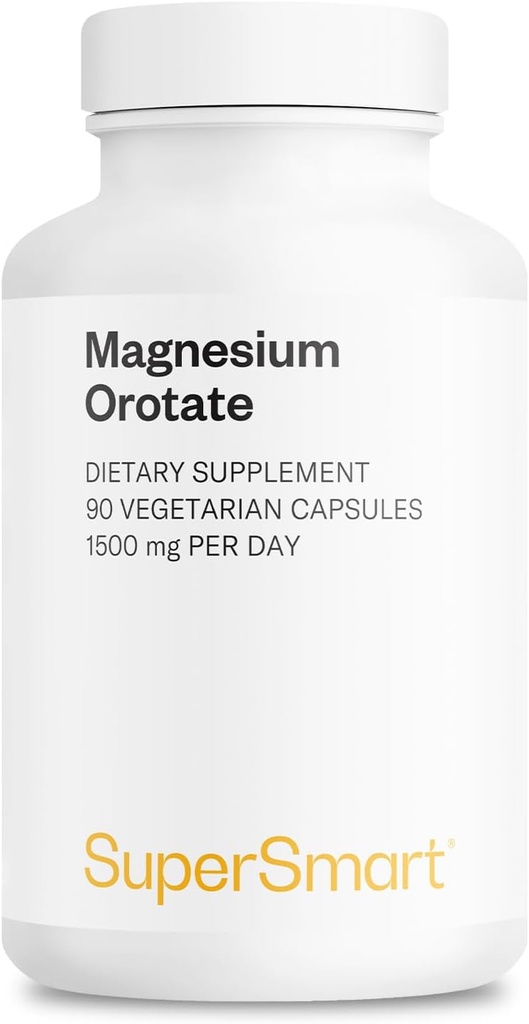 SuperSmart Magnesium Orotate 1500 מ"ג ליום - תוספי מגנזיום גבוהים | Non GMO & Gluten Free - 90 קפסולות צמחוניות