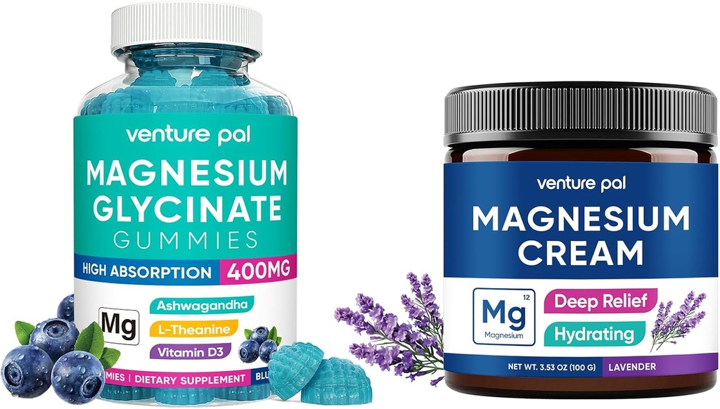 Magnesium Glycinate Gummies with Ashwagandha, Magnesium Cream