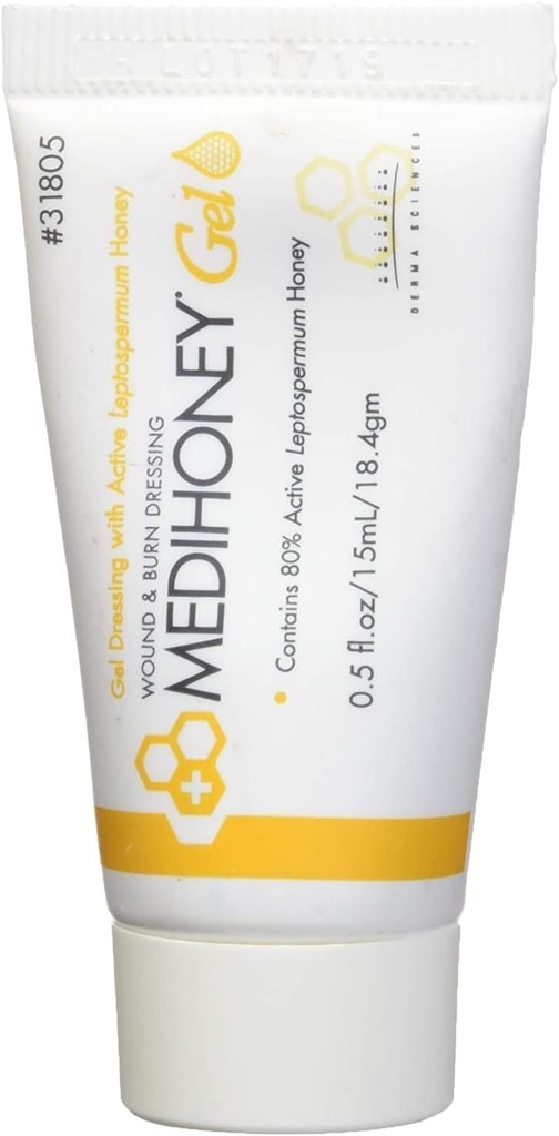 Uzlabota Medihoney Gel Wound un & Burn Dressing no Derma Sciences, 0.5 oz,