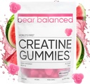 Bear Balanced Gummies dla mężczyzn i kobiet - Krepura ® Monohydrat kreatury, L- Theanine, L- Tyrozyna & B12 dla wzrostu mięśni, Siła, Skup, Energia & Zdrowie - Niskie Calorie, Cukier wolny, & Wegan