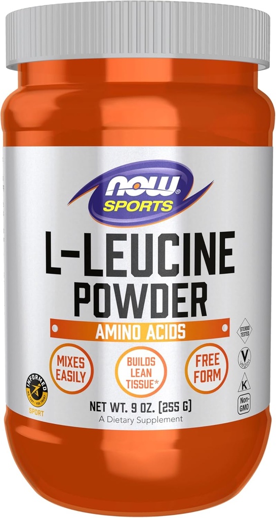 NOW Foods Sports Nutrition, L- Leucine Powder, Builds Lean Auction *, Amino rūgštys, 9- Ounce