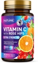 Természetes rágható C-vitamin Rose HIPS - 1000mg Immun Supplement - Non-GMO, Gluten- Free, Vegan - Powerful Antioxidant for Energy & Collagen Boost - Orange Flavor - 60 tabletta
