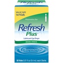 REFRESH PLUS Lubricant Eye Drops Preservative-Free Artificial Tears, 0.01 fl oz (0.4 mL), 50 Single-Use Containers