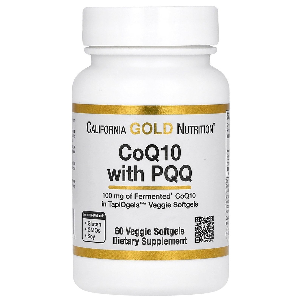 California Gold Nutrition CoQ10 with PQQ, Ubiquinone USP, Tapioca Veggie Softgel with Sunflower Lecithin, 100 mg, 60 Veggie Softgel