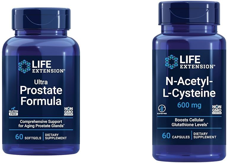 Life Extension Ultra Prostate Formula, Saw Palmetto for Men, pygeum, piting Nettle & N-Acetyl-L-Cysteine (NAC), Immune, Respiration, Life Health, NAC 600 mg