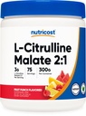 Nutricost L-Citrulline Malate 2:1 300g Fruit Punch - Workout Support, Muscle Performance, Nitric Oxide Booster - Fitness Supplement Powder, 75 Servings