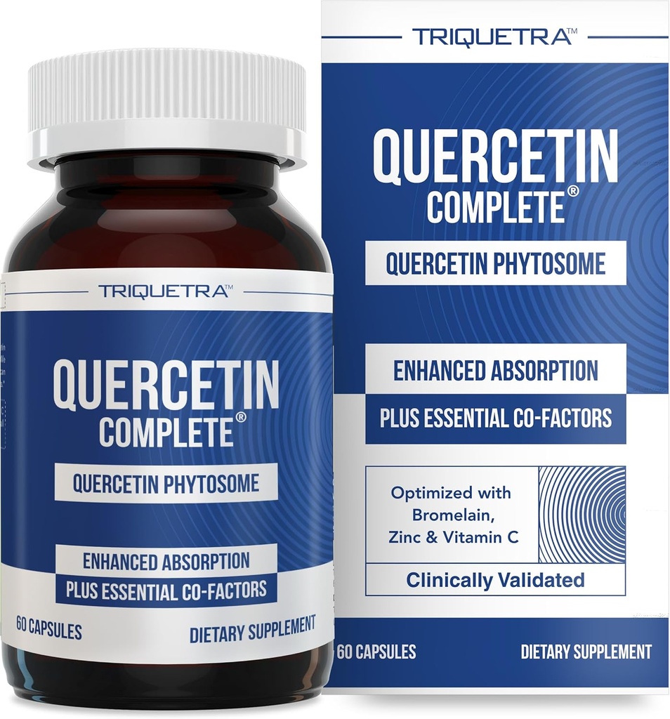 Quercetin Complete ® Quercetin Phytosome med 50X Højere Absorption, Klinisk Proven & Patenteret Quercefit - Den mest effektive form af Quercetin - Forbedret med Bromelain, Zink & C-vitamin (60 kapsler)