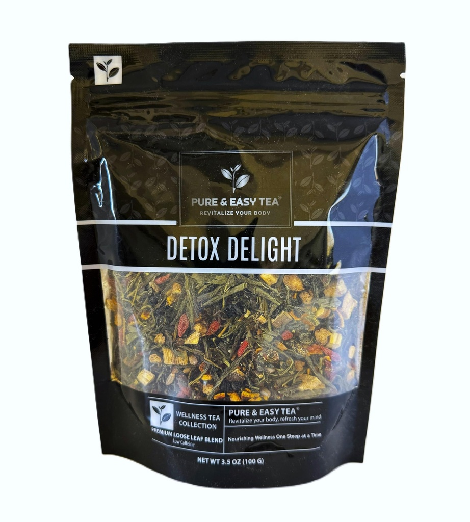 Pure And Easy Tea, Detox Delight Tea for Daily Reset, Whole Leaf Botanical Detox Blend for Digestive Comfort (100g)