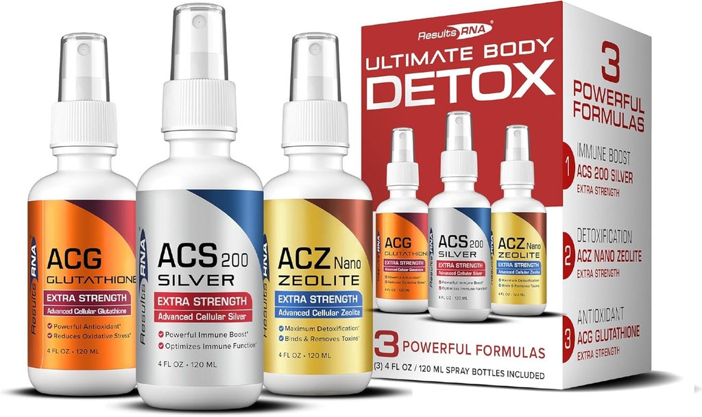 Результаты RNA-Ultimate Body Detox ExtraStrength System - ACS 200 Silver/ACZ Zeolite/ACG Glutathione Detoxify, Boost Immunity & Reduce Oxidative Stress