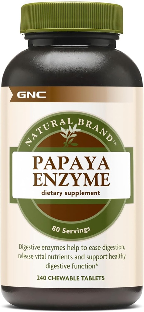 GNC Natural Brand Papajos fermentai, Palaiko sveiką virškinimo funkciją, 240 tablečių