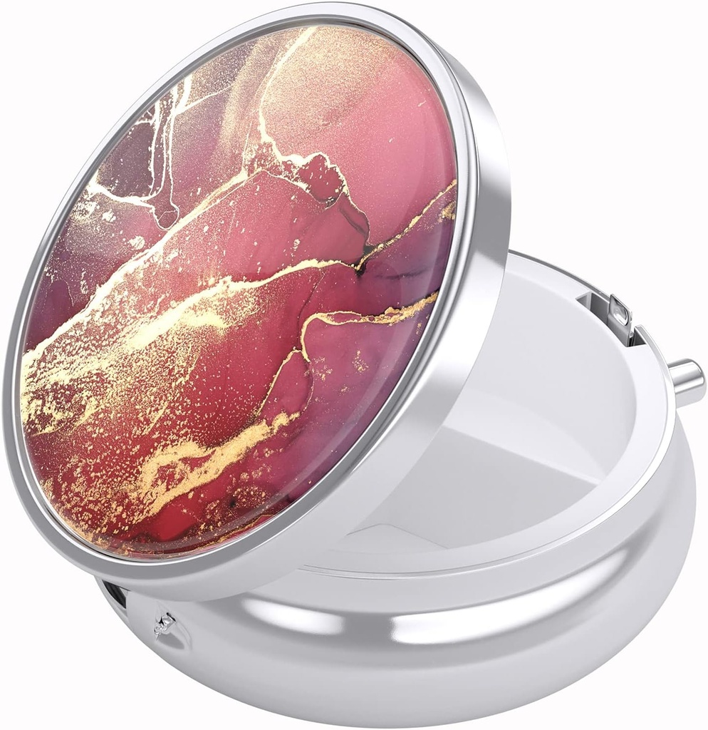 Nipichsha Pill Box, Kis Pill Case Purse & Pocket, Cute Travel Medicine Organizer, Hordozható Medicine Container Holder to Hold Vitamins, Medication, Halolaj és kiegészítők, Red Marble