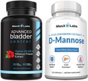 Advanced Bladder Control Supplements for Women & Men 60Ct + D Mannose Cápsulas - Fast Action 1400 MG Força extra DMannose para Bladder Health 120 Ct