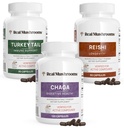 Reishi 415 Longevity Capsules (90ct), Turkey Tail Mushroom Extract Immune Support (90ct), Chaga Extract Mushroom Supplement (120 caps)