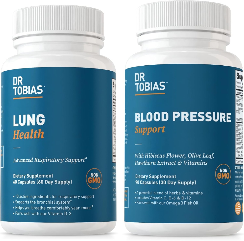 Dr. Tobias Lung Health & Blood Support Support, Lung Cleanse & Detox, Supports Normal Circulation Health with Vitamin C, B6, B12, Nicin, Folate