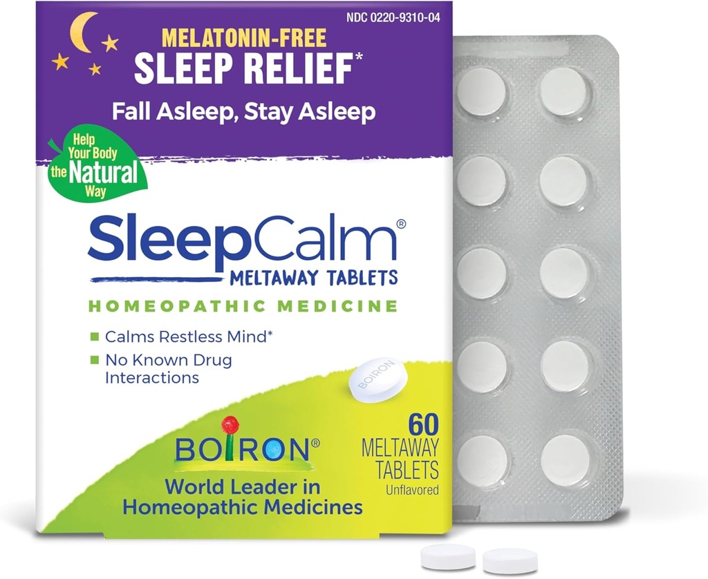 Boiron SleapCalm Aid for Deep, Relaxing, Restful Nighttime Sleep - Melonder- Free and Non Habit- Forming - 60 Count