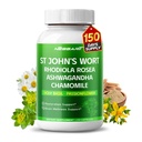 ST John's Wort 14-in-1 Natural Blend with Rhodiola Ashwagandha Chamomile Holy Basil L-Theanine Valerian Passionflower - 150 Count