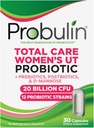 Probulin Total Care Women's Urinary Tract = Prebiotikoak + Probiotikoak + postbiotikoak Vaginal Microbiome osasuntsu bati laguntzeko - 20 Billion CFU - 12 Strains - 30 Vegan kapsulak