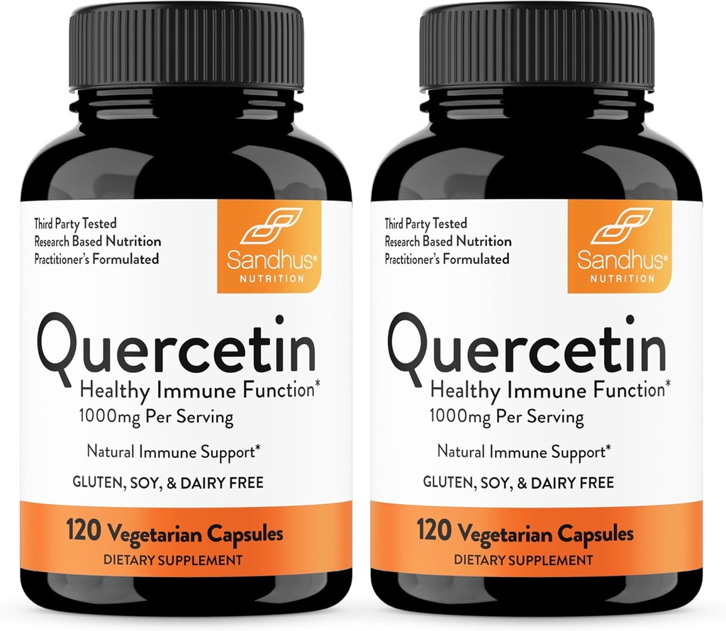 Sandhu's Quercetin Vegetarian Capsulas Supplements 120 Counts (Pack of 2) 