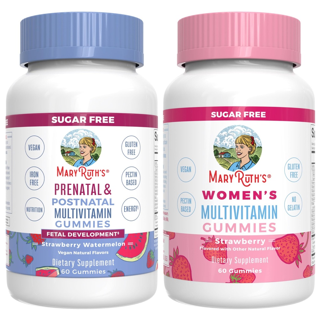 MaryRuth Organics Prenatal Postnatal Multivitamin Gummies (Strawberry) & Women's | USDA Organic | Vitamins for Breastfeeding, Beauty, & Immunity | Vegan, No Gelatin
