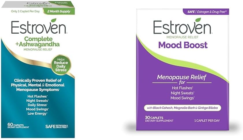 Estroven completo Menopause Relief + Ashwagandha 60 Ct & Estroven impulso impulso Menopause Relief 30 Ct