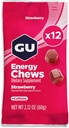 GU Energy Chews, Strawberry Energy Gummies з Electrolytes, Vegan, Gluten-Free, Kosher, 20 мг кофеїну, і Dairy-Free On-the-Go Energy для будь-якого тренування, 12 сумки (24 Servings Total)
