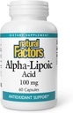 Natürliche Faktoren Alpha-Liponsäure 100mg Kapseln, 60-Count