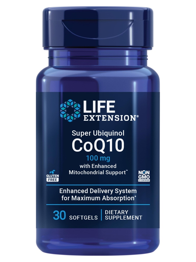 Life Extension Super Ubiquinol CoQ10 with Enhanced Mitochondrial Support™, Heart Health Supplement, Maximum Absorption, 100 mg, Non-GMO, Gluten-Free, 30 softgels