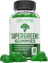 Atlantis Nutrition Supergreens Gumies - Daily Green Superfoods dodatek s spinach, Broccoli, Moringa, Beet Root, Zelena Tea, & Acai za Immunity podporo - Natural Raspberry Okus, 60 cnt