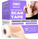 AWD Silicone Scars cho Sculm Scars - Smless y tế khăn băng keo cho mục C, Tummy Tuck - vá da Silicone Sau khi phẫu thuật phải có (1.6 " x 60" x Smless Roll)