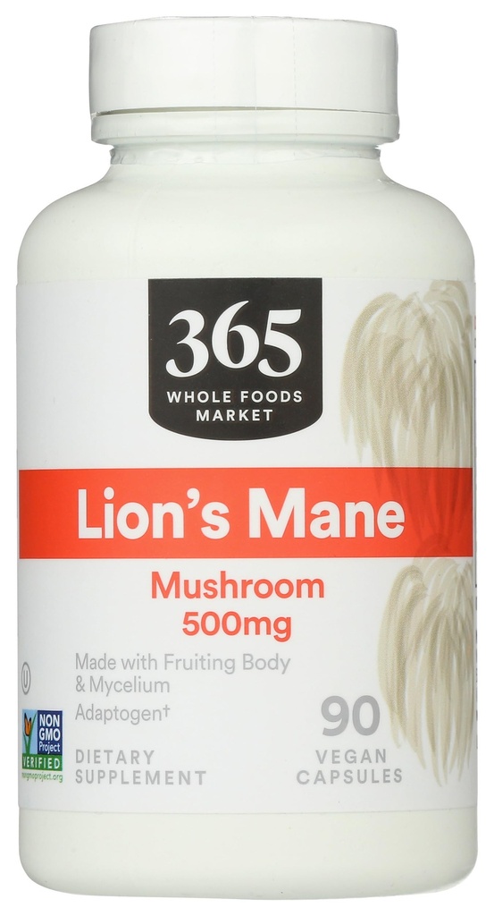 365 by Whole Foods Market, Lion's Mane Mushroom 500mcg, Vegan, 90 Count